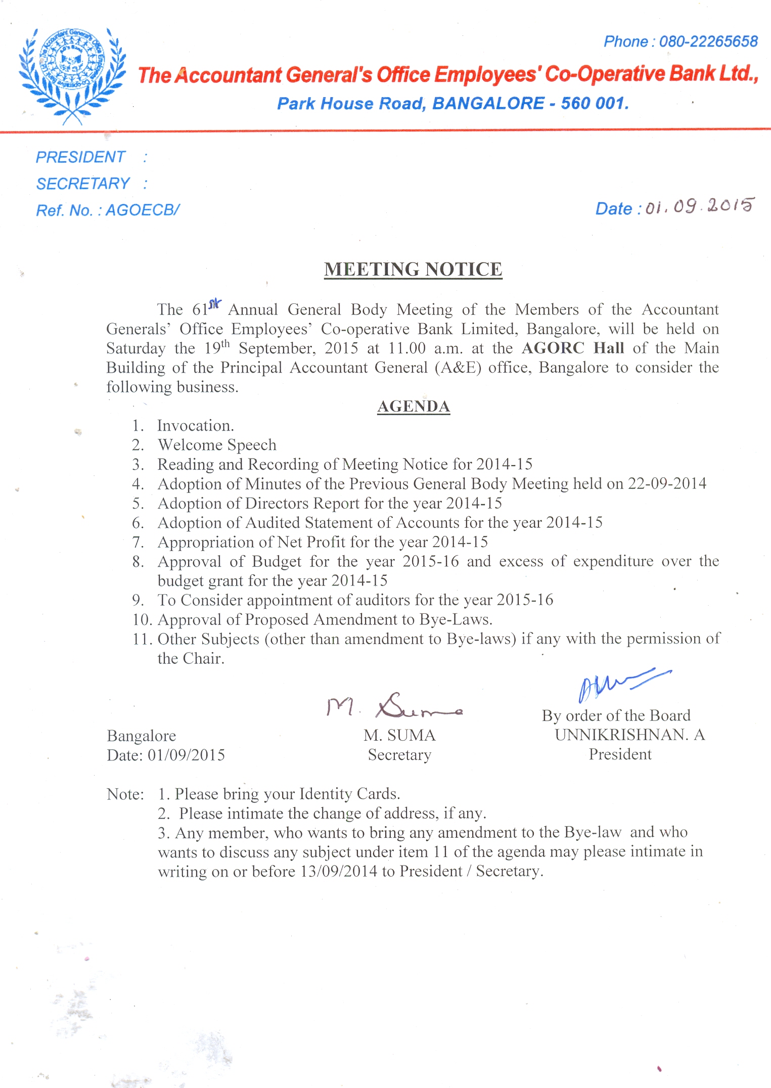 meeting notice